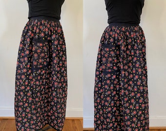 1970s quilted floral print maxi skirt