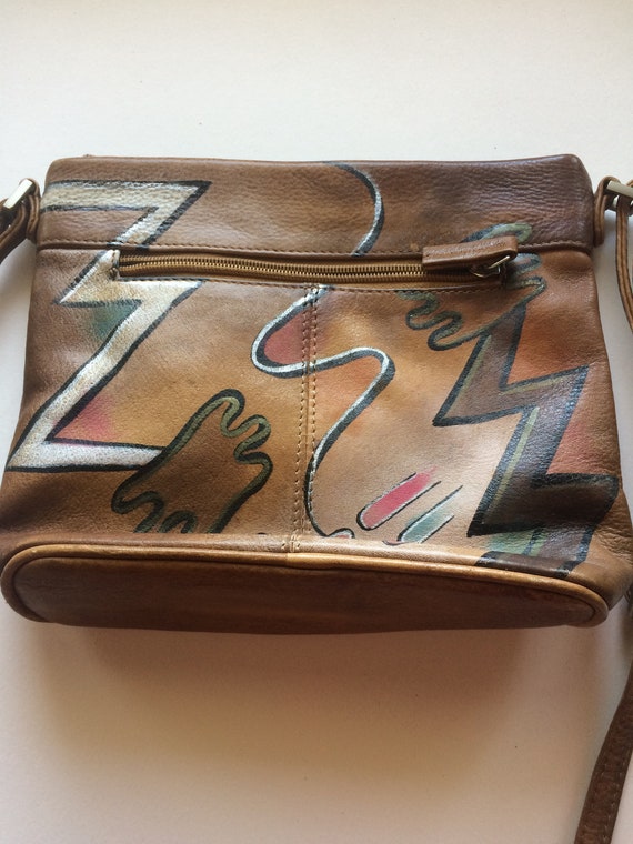 Vintage Hand Painted 1980's Leather Purse - image 2