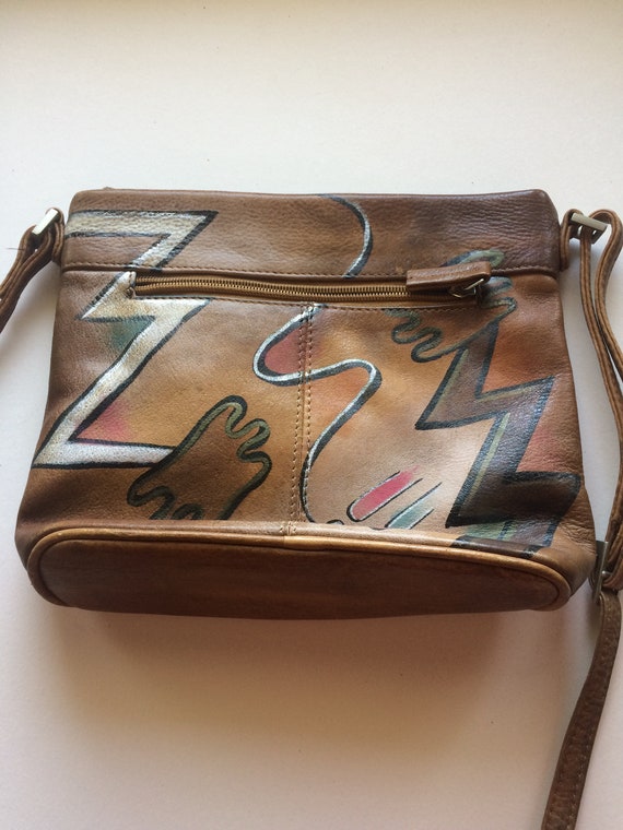 Vintage Hand Painted 1980's Leather Purse - image 5