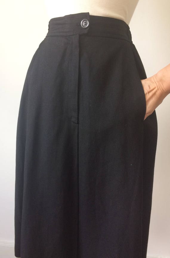 Valentino Black linen button down vintage skirt w… - image 4