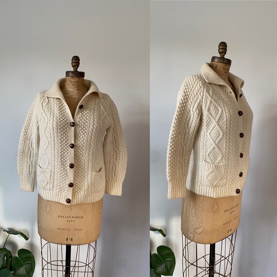 Vintage Cable knit fisherman's cardigan - image 1