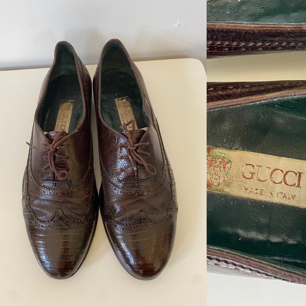 Gucci vintage men’s alligator wingtips size 42