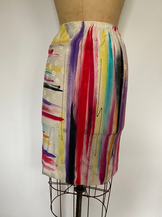 1980s silk skirt new wave abstract pattern - image 2
