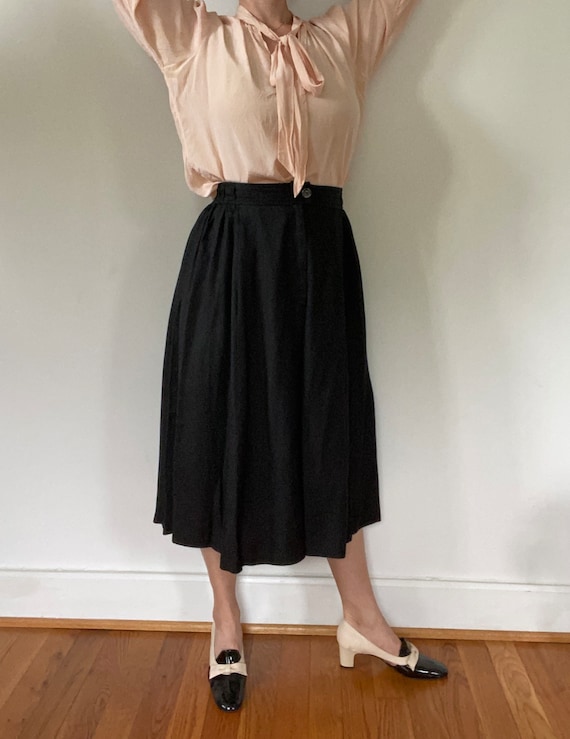 Valentino Black linen button down vintage skirt w… - image 2