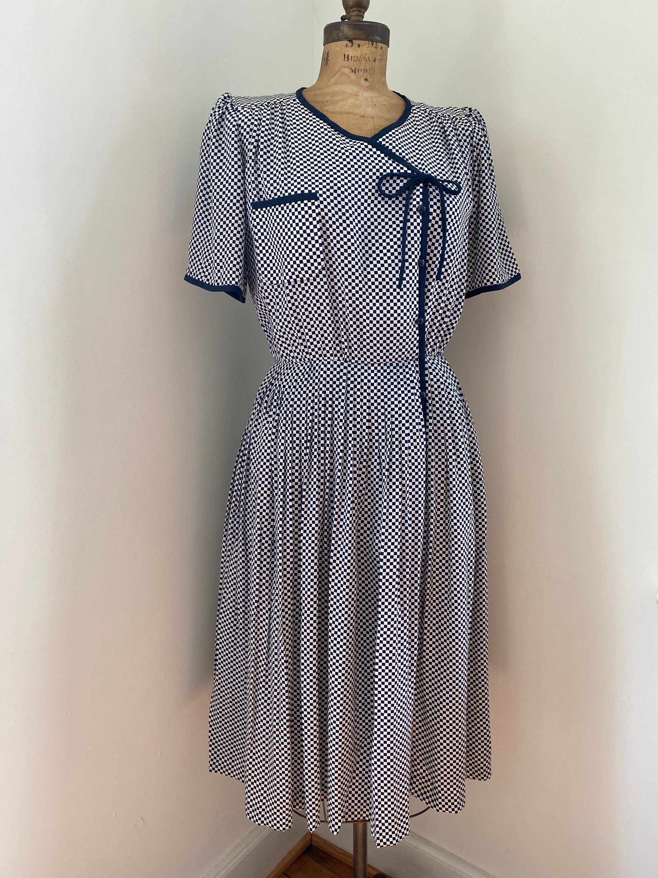 Valentino Vintage Silk Checkered Dress - Etsy