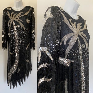 Lillie Rubin Vintage Black/Silver Sequin Dress