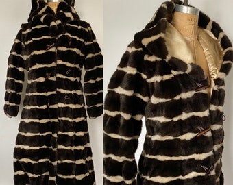 Vintage 1960s faux fur coat with hood