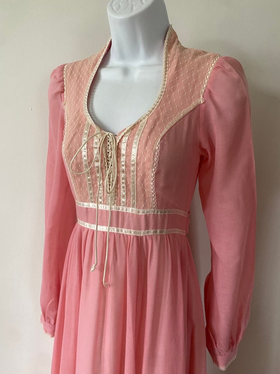 Gunne Sax 1970's Pink Maxi Romantic Renaissance B… - image 3