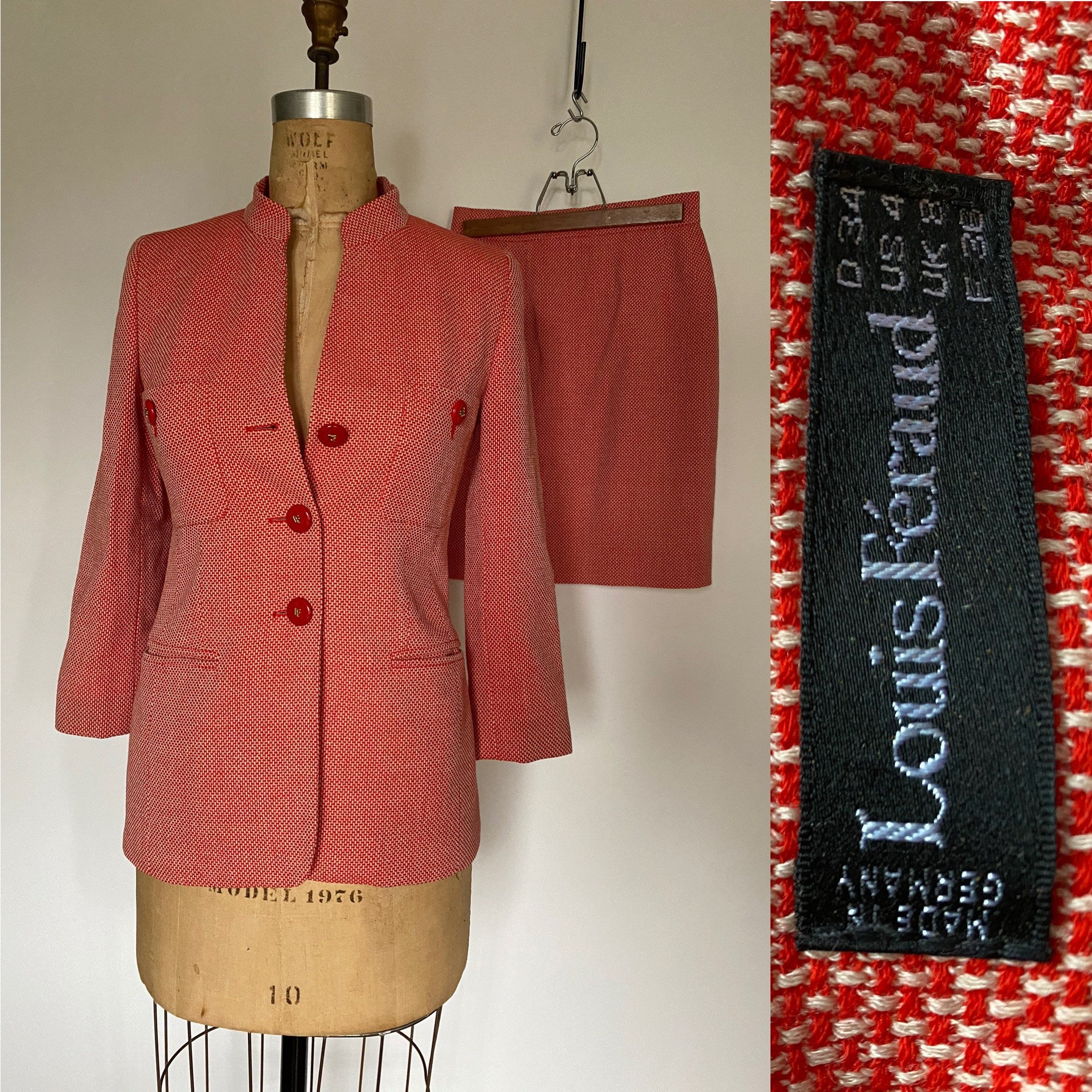 vtgTreasureChest Vintage Louis Feraud Price of Wales Check Tartan Print Wool + Velvet Blazer Jacket S M