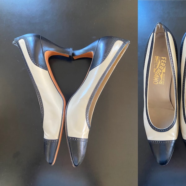 Salvatore Ferragamo vintage cap toe heels size 10