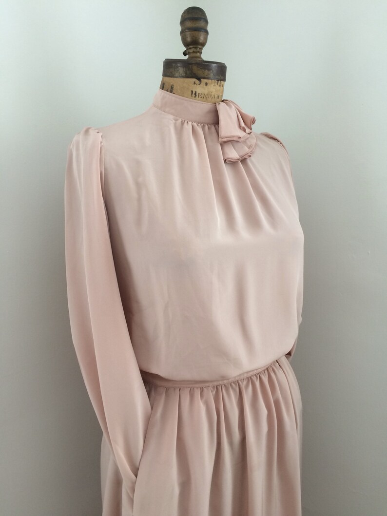 1980s silky ruffle neck blouse /& skirt suit