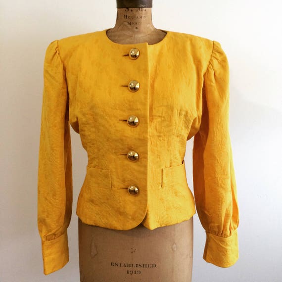 Yves Saint Laurent Rive Gauche Vintage Gold Brocade Evening Jacket 