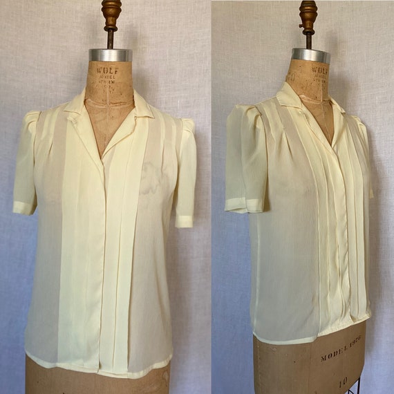 Vintage 1980's sheer puffy sleeve blouse - image 1