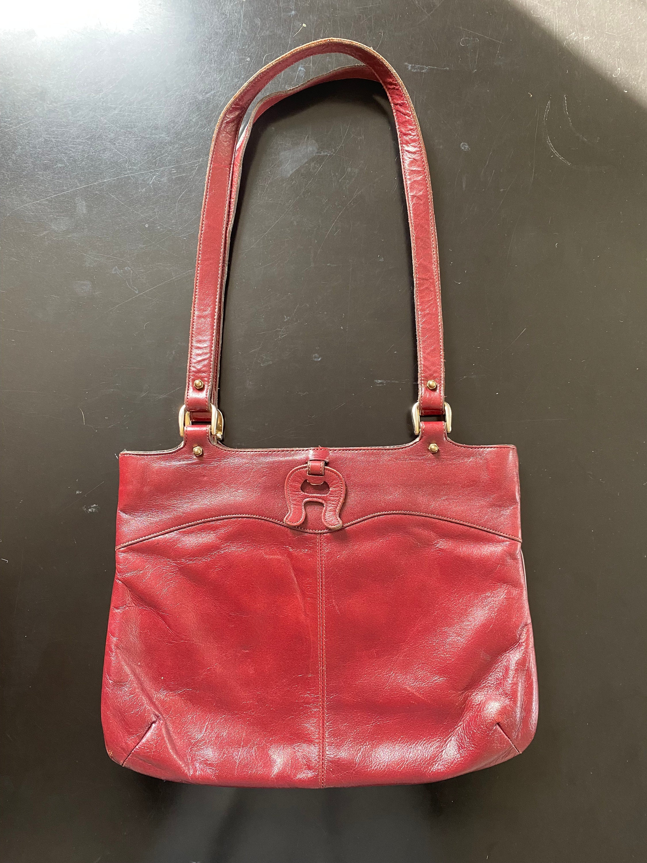 Oxblood leather purse sale