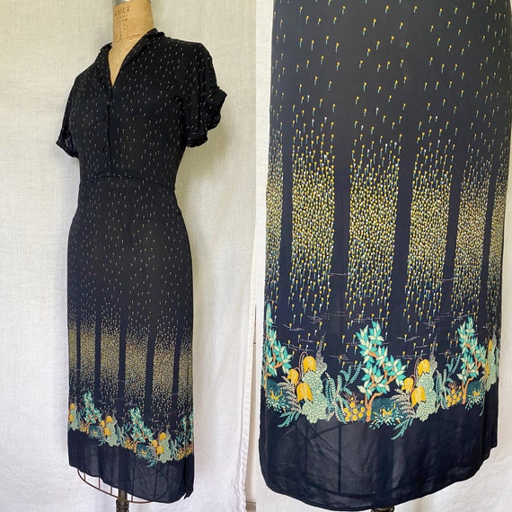 1970s sheer blue floral print summer dress 70s do… - image 1