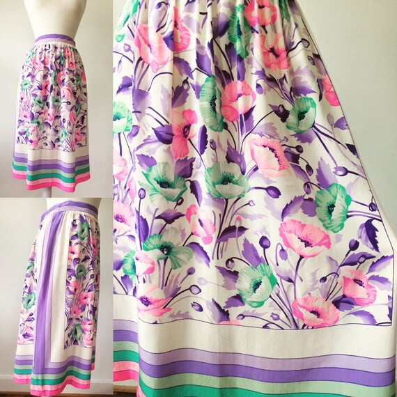 Vintage 1970's silk floral print Nat Kaplan Coutur