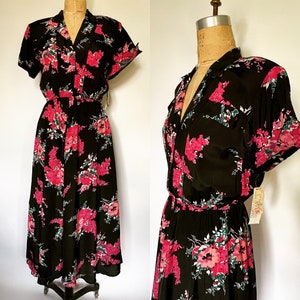 1940er Jahre Stil Rayon Floral Print Kleid von Nina Piccalino NWT!