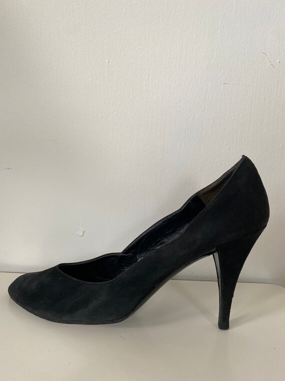 Charles Jourdan black suede 1980s pumps size 8.5 - image 7