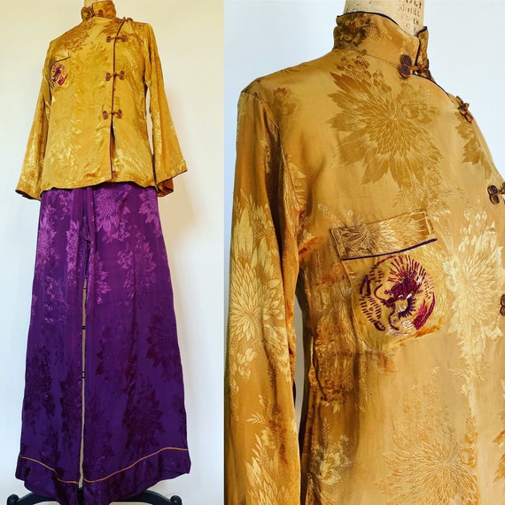 1940's Vintage Japanes Silk Lounge Pajamas