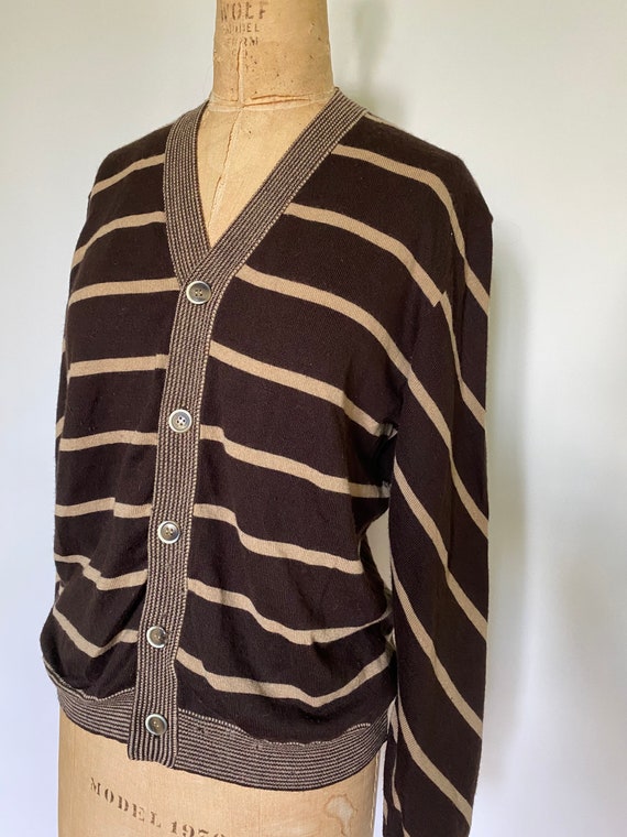 G. Fox & Co. vintage brown striped cardigan - image 2