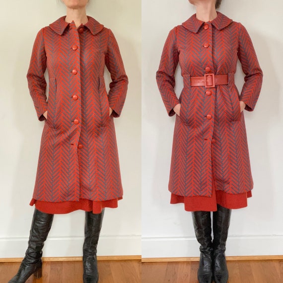1960s Mod Pierre Cardin Style Chevron Print Coat With Belt - Etsy 