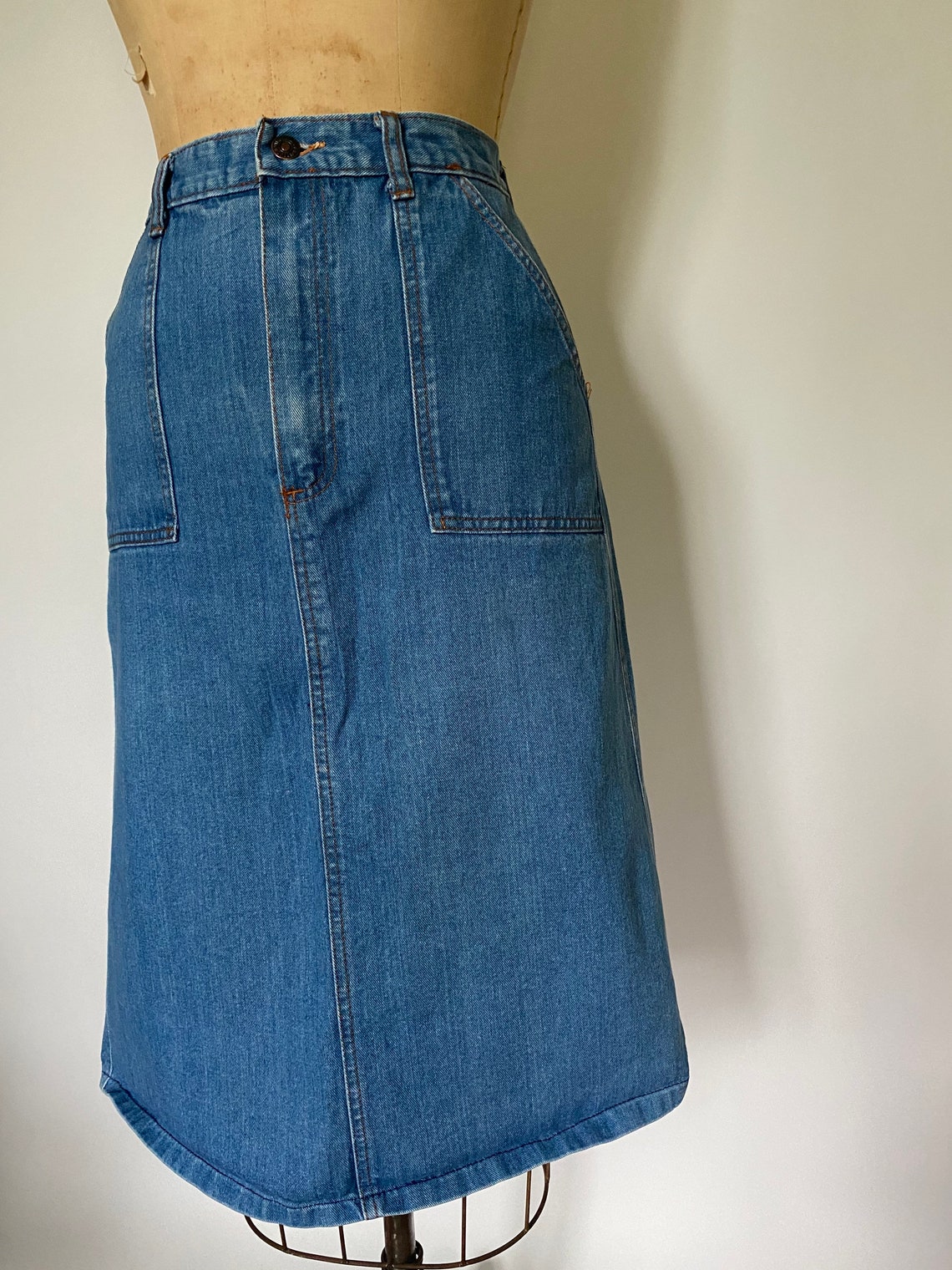 1970s Vintage Denim Skirt With Pockets - Etsy