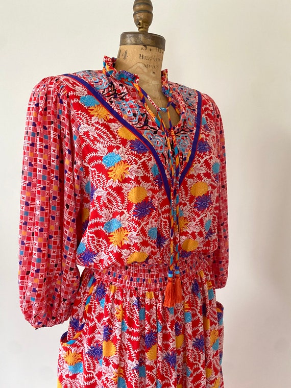 Diane Freis vintage 1980s flowy dress - image 3