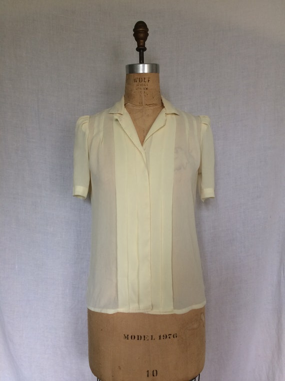 Vintage 1980's sheer puffy sleeve blouse - image 3