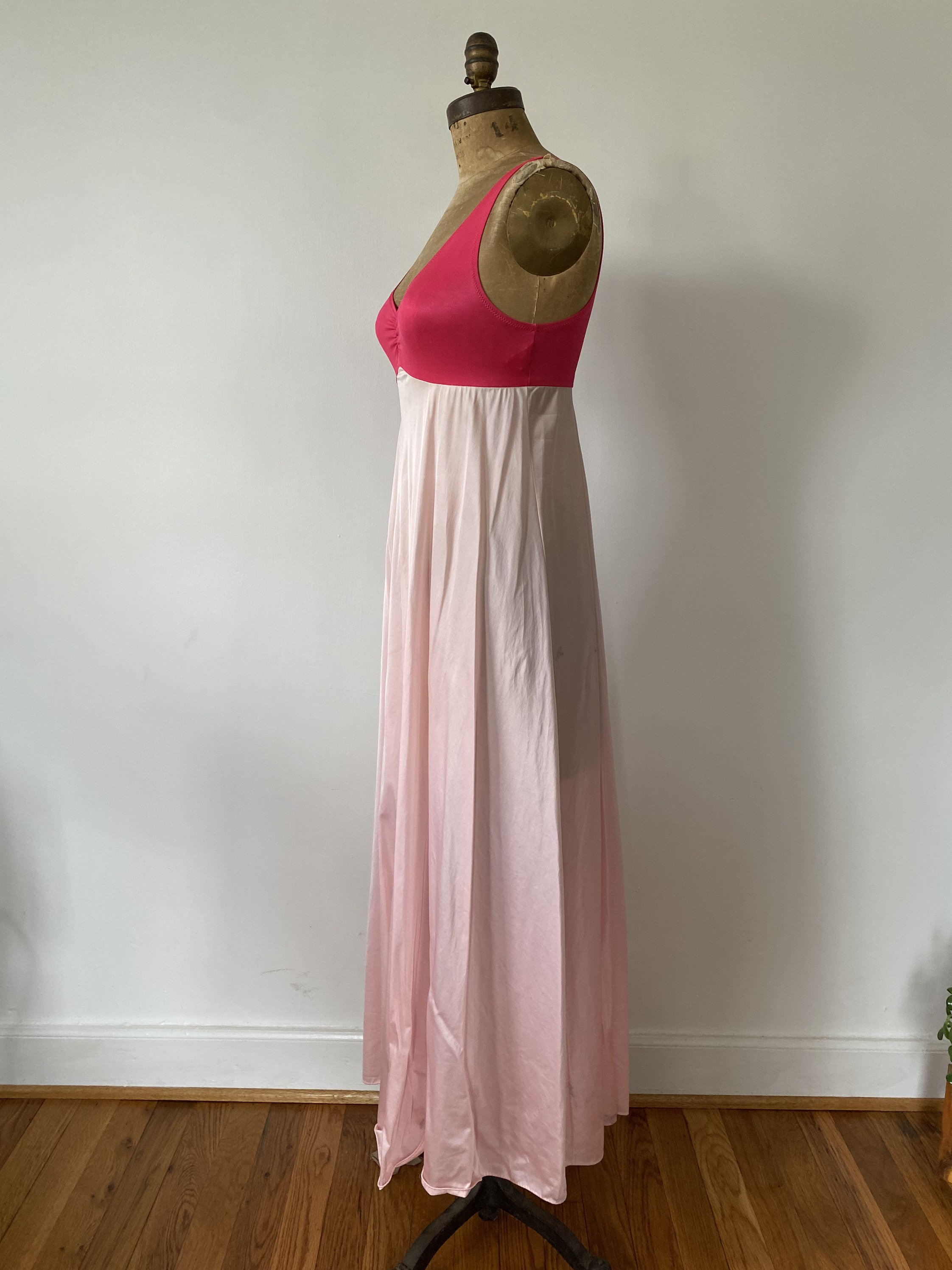 Two Tone Vintage Full Length Slip Dress Nightgown Etsy