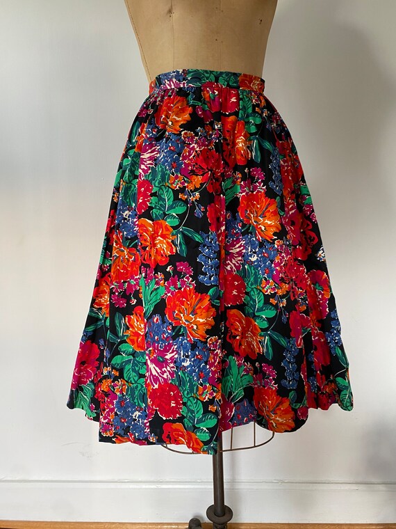 Yves Saint Laurent vintage 1970s cotton floral sk… - image 8