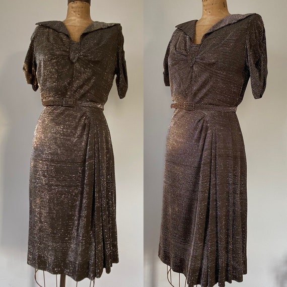 1940s silver lamé dress
