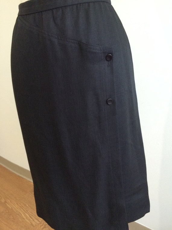 Valentino vintage black linen skirt 1970's for Ma… - image 4