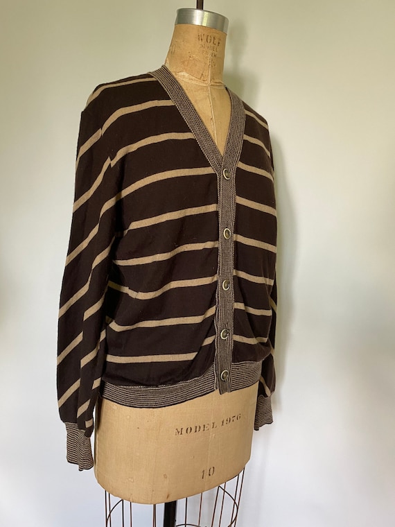 G. Fox & Co. vintage brown striped cardigan - image 3