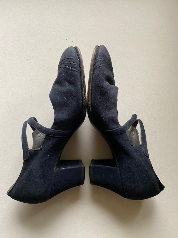 1920s/1930’s Blue suede high heeled shoes - image 5