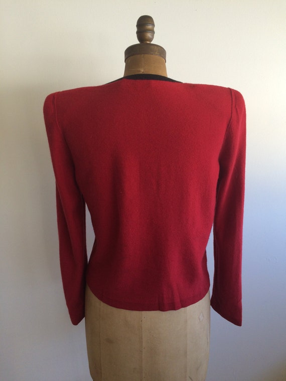 Sonia Rykiel Vintage Sweater red angora/wool w bl… - image 4