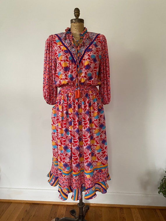 Diane Freis vintage 1980s flowy dress - image 9