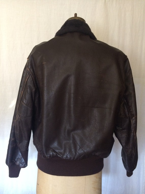 Vintage aviator brown steer hide bomber jacket - image 8