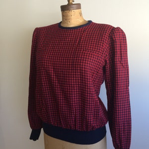 Vintage Red & Blue houndstooth checked sweater