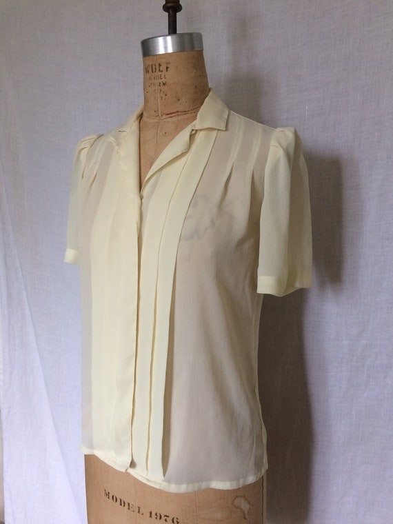 Vintage 1980's sheer puffy sleeve blouse - image 4