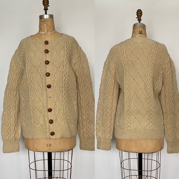 Vintage cable knit cardigan fisherman’s sweater - Gem