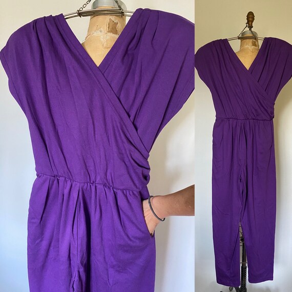Vintage 1980s romper Purple cotton onesie romper w