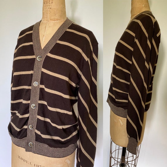 G. Fox & Co. vintage brown striped cardigan - image 1