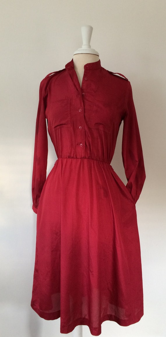 1970s Burgundy Silky Dress Coco of California w/ … - image 5