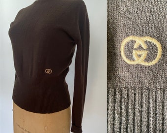 Gucci Vintage 1970s Cashmere sweater w/ GG Logo