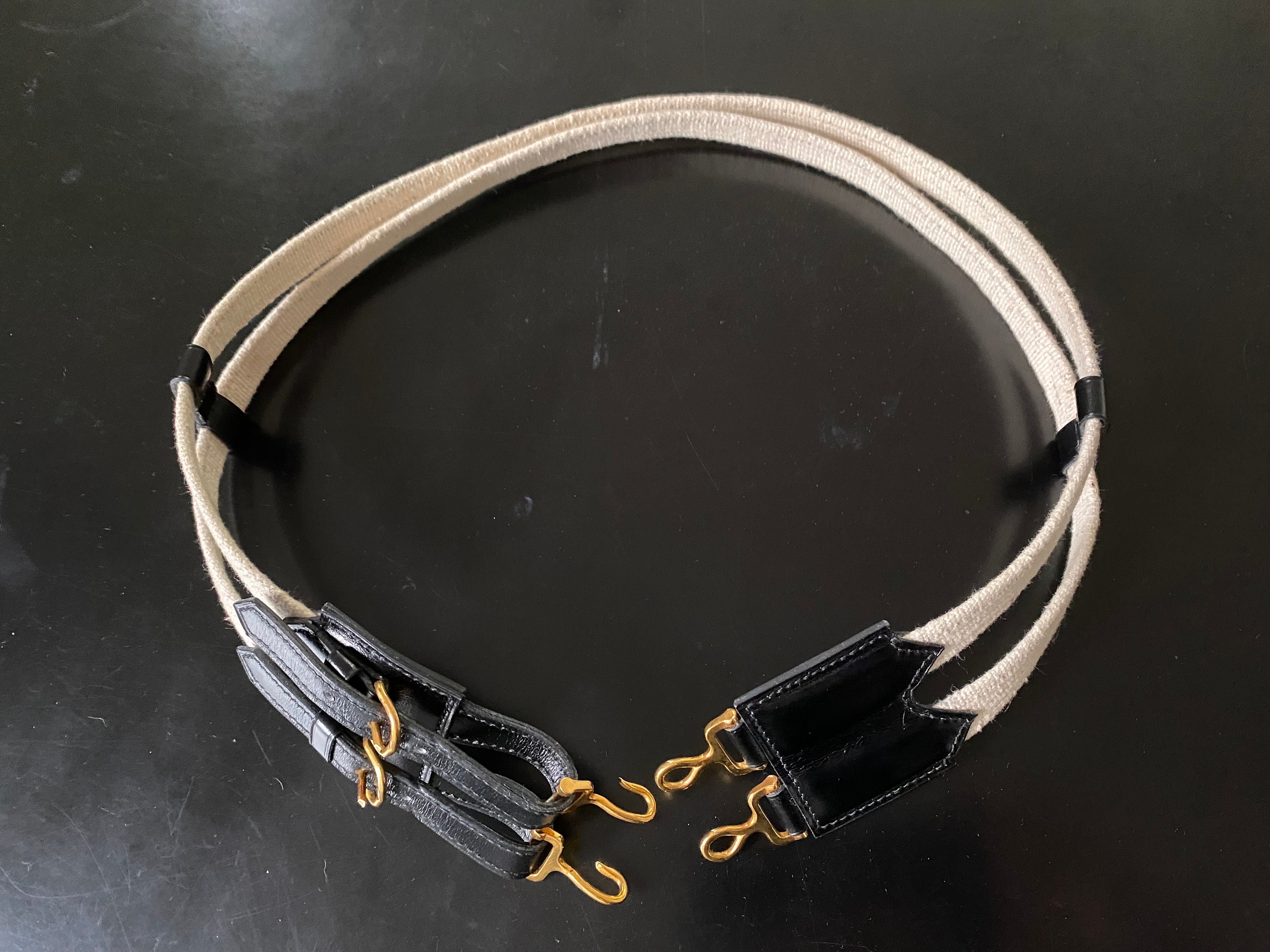Hermès Vintage Leather and Cotton Double Belt 28