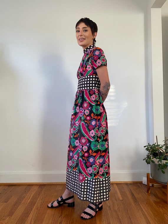 1970s Saks Fifth Ave Organza Maxi Dress