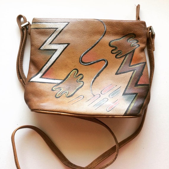Vintage Hand Painted 1980's Leather Purse - image 4