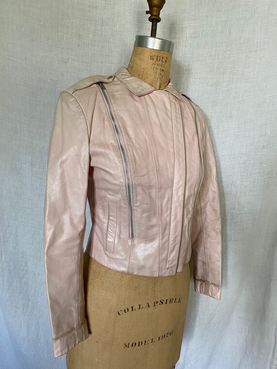 Vintage 1980s New Wave Punk Pink Leather Motorcyc… - image 4