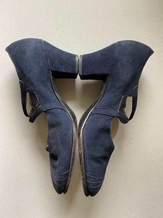 1920s/1930’s Blue suede high heeled shoes - image 3