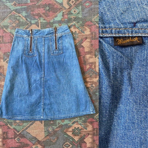 1970s Maverick denim skirt with zip front design - image 1